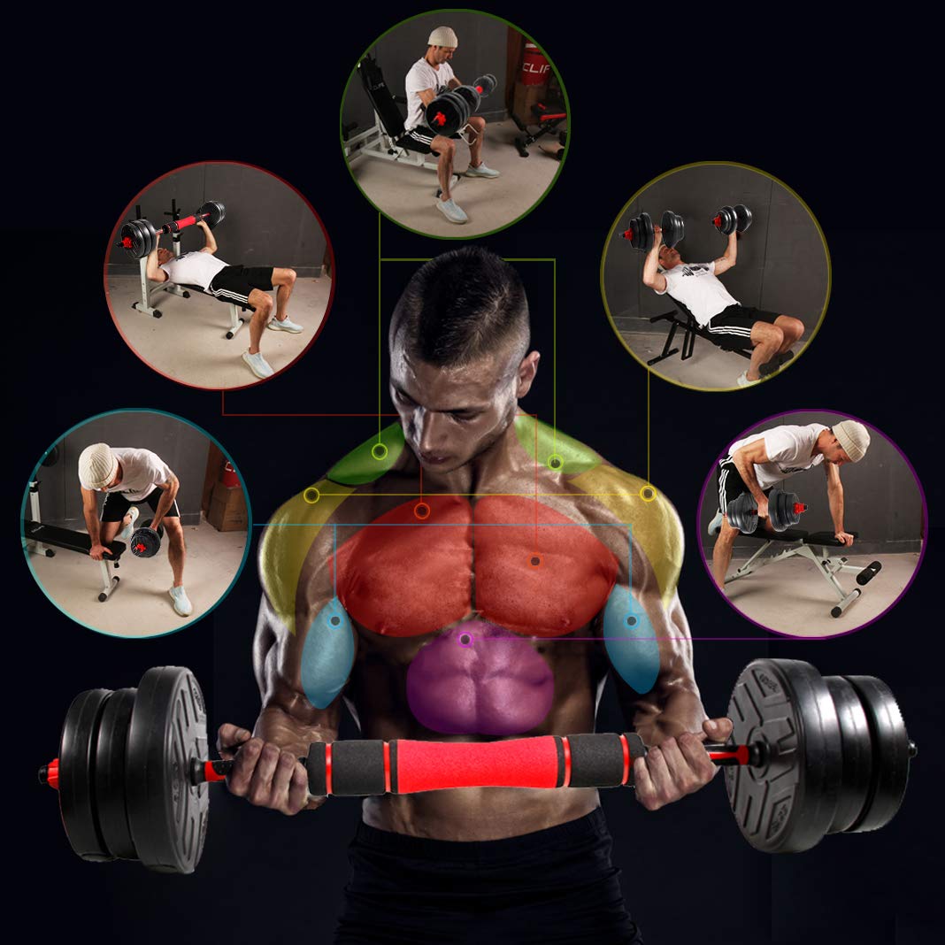 CCLIFE Hanteln Set aus 2 Hanteln Einstellbares Hantelset Professionelle Hantel mit verbindendem Stahlrohr-Gewichten