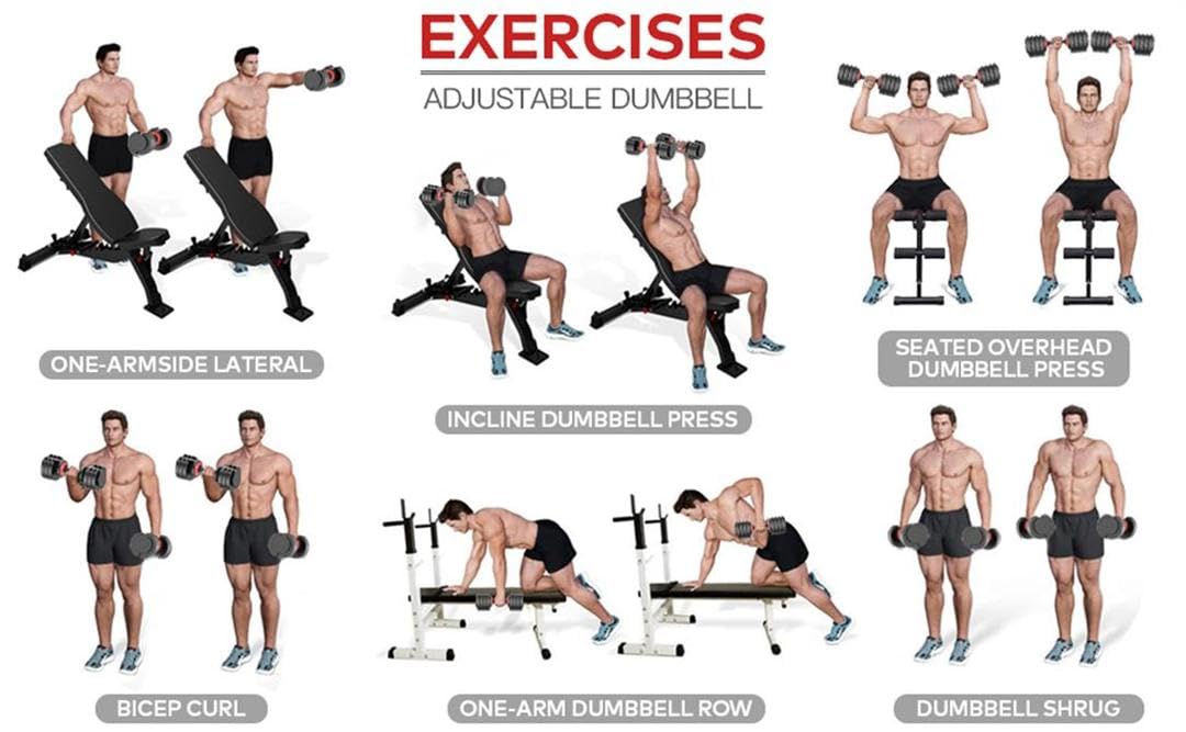 2 x 24/40 kg verstellbare Hanteln, 15-in-1 Hantelset, verstellbare platzsparende Hanteln, Kraft- und Heimtraining, variable Gewichte, platzsparend (24-40 kg)