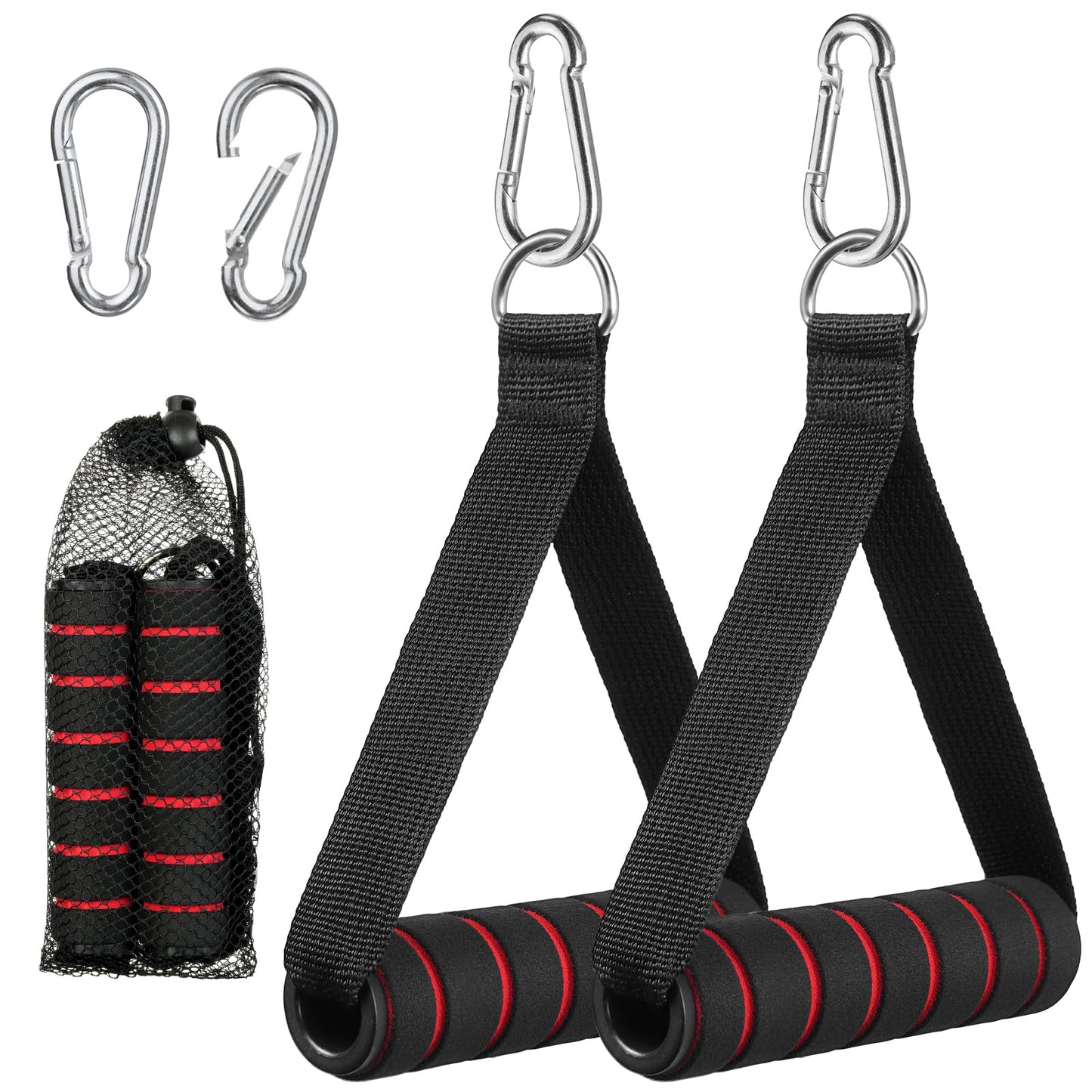 Fintronic Griffe für Fitnessbänder, Packung mit 2 einzelnen Kabelzuggriffen für Widerstandsbänder, Silikongriffe mit Karabinerhaken, Zubehör für Widerstandsbänder für Fitness, Flaschenzug, Power Tower, Trizeps-Übungen