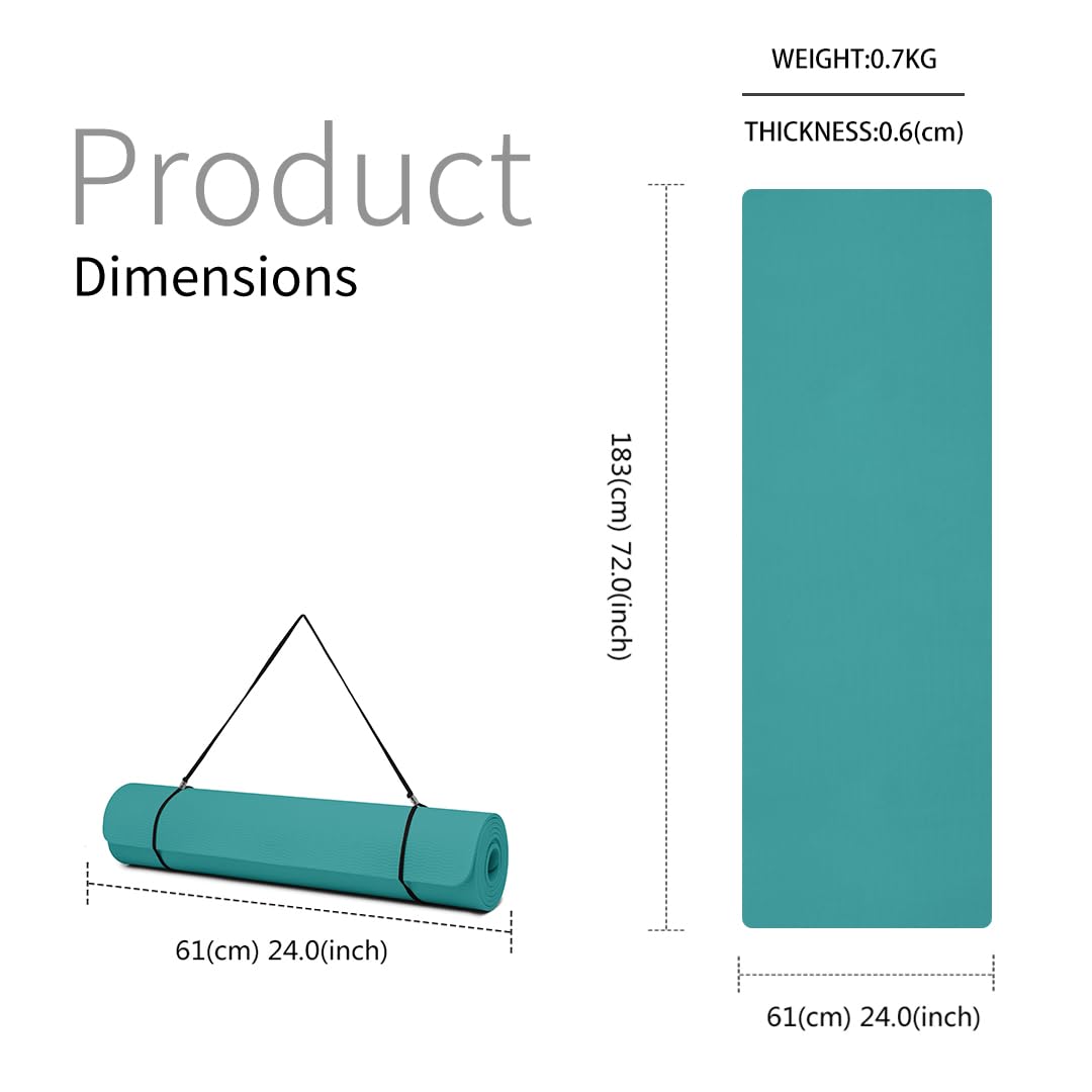 Good Nite Gymnastikmatte Yogamatte Fitnessmatte Rutschfest Trainingsmatte Sport Turn Matten Pilates Matte Bodenturnmatte Mit Tragegurt 183 x 61 x 0.6 cm