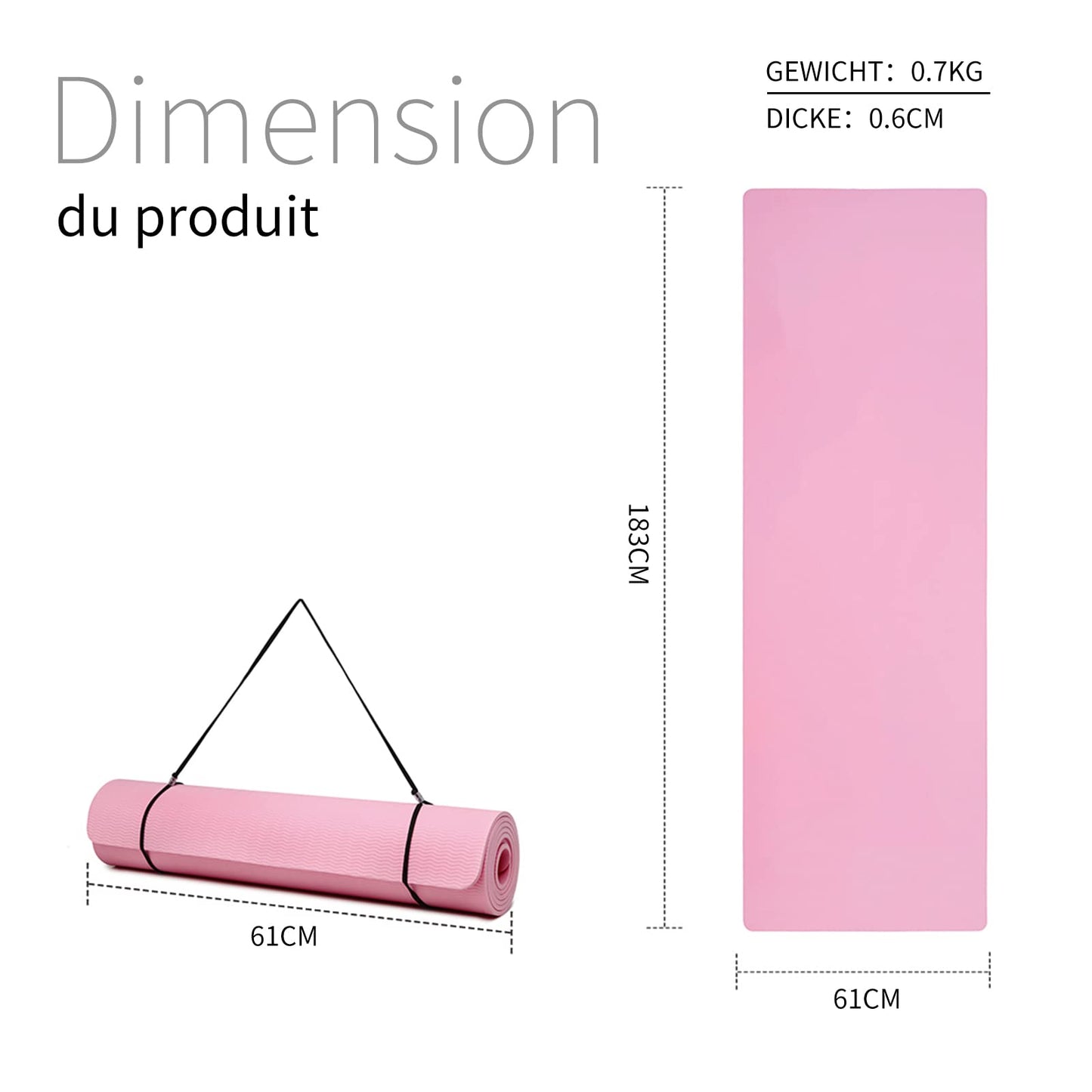 Good Nite Gymnastikmatte Yogamatte Fitnessmatte Rutschfest Trainingsmatte Sport Turn Matten Pilates Matte Bodenturnmatte Mit Tragegurt 183 x 61 x 0.6 cm