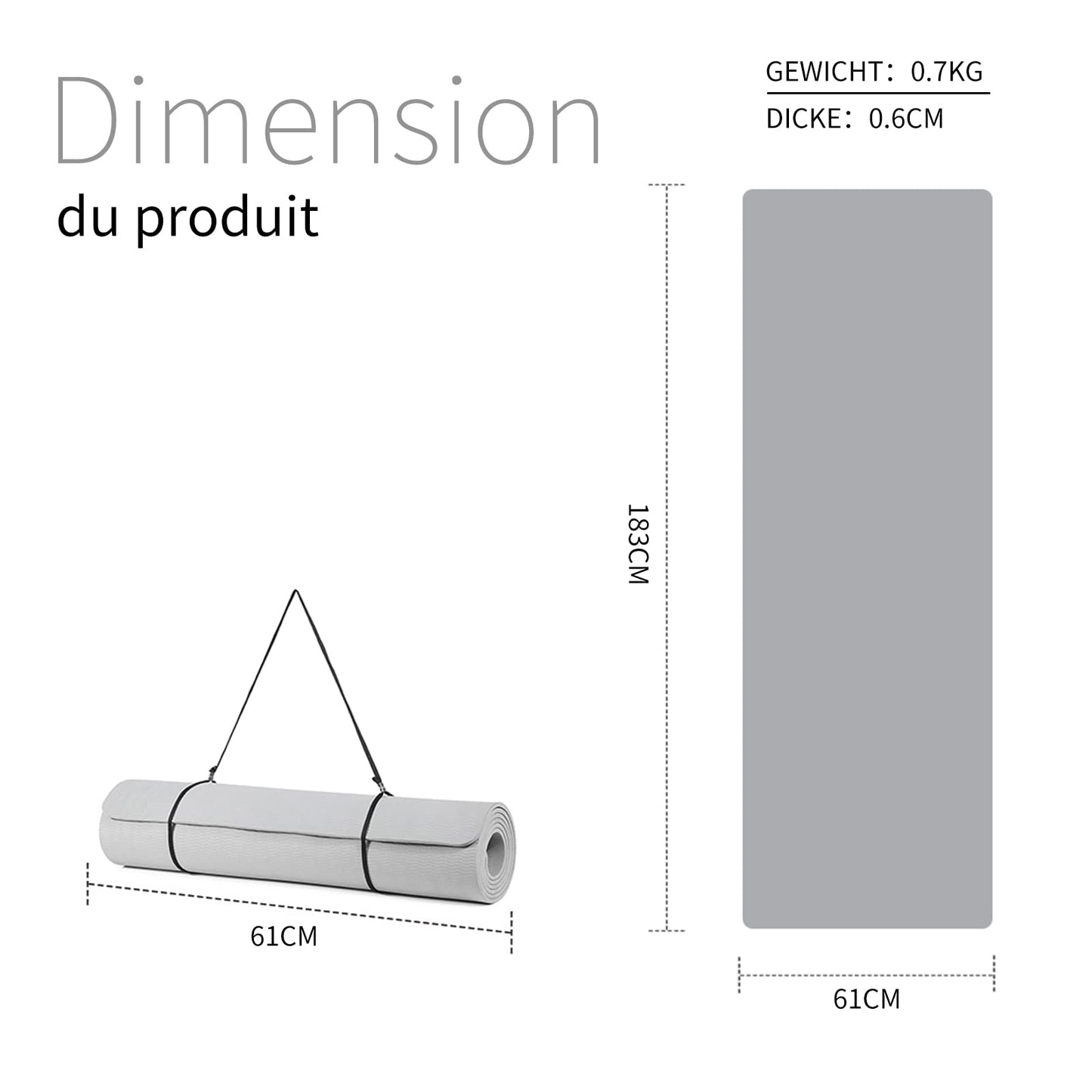 Good Nite Gymnastikmatte Yogamatte Fitnessmatte Rutschfest Trainingsmatte Sport Turn Matten Pilates Matte Bodenturnmatte Mit Tragegurt 183 x 61 x 0.6 cm