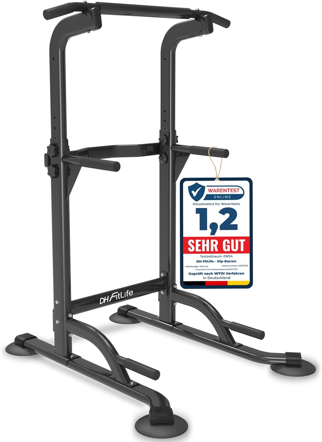 DH FitLife Power Tower Dip Station | Klimmzugstange Freistehend | Dip Barren Rückentrainer | Kraftstation Kraftturm | Fitness Station | Power Rack for Home Gym | Krafttraining für Zuhause