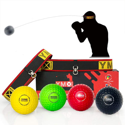 Reflexball - 4 Bälle + 2 Stirnbänder, ideal zum Training von Reflexen, Reaktionsfähigkeit und Hand-Auge-Koordination