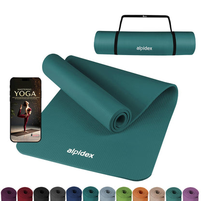 ALPIDEX Yogamatte 183 x 60 x 0,8 cm phthalatfreie Fitnessmatte mit Tragegurt, rutschfest, für Gymnastik, Pilates, Sport, Physiotherapie, HiiT, Yoga, Training und Schlafmatte, hautfreundlich