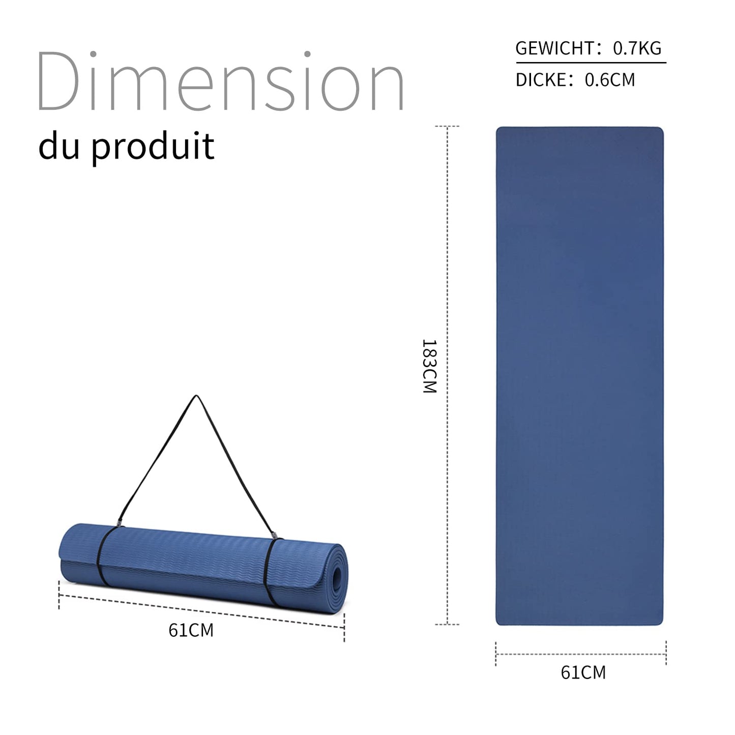 Good Nite Gymnastikmatte Yogamatte Fitnessmatte Rutschfest Trainingsmatte Sport Turn Matten Pilates Matte Bodenturnmatte Mit Tragegurt 183 x 61 x 0.6 cm