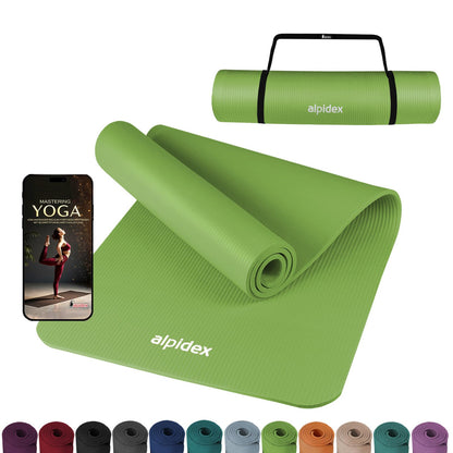 ALPIDEX Yogamatte 183 x 60 x 0,8 cm phthalatfreie Fitnessmatte mit Tragegurt, rutschfest, für Gymnastik, Pilates, Sport, Physiotherapie, HiiT, Yoga, Training und Schlafmatte, hautfreundlich