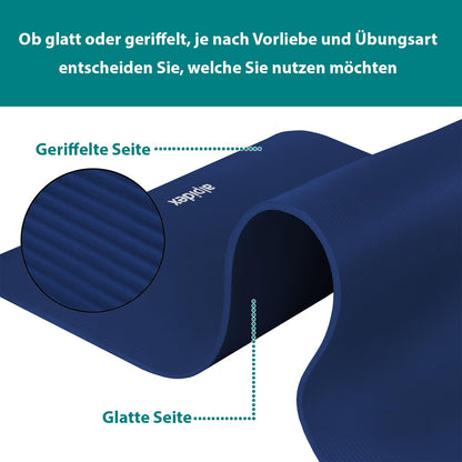 ALPIDEX Yogamatte 183 x 60 x 0,8 cm phthalatfreie Fitnessmatte mit Tragegurt, rutschfest, für Gymnastik, Pilates, Sport, Physiotherapie, HiiT, Yoga, Training und Schlafmatte, hautfreundlich
