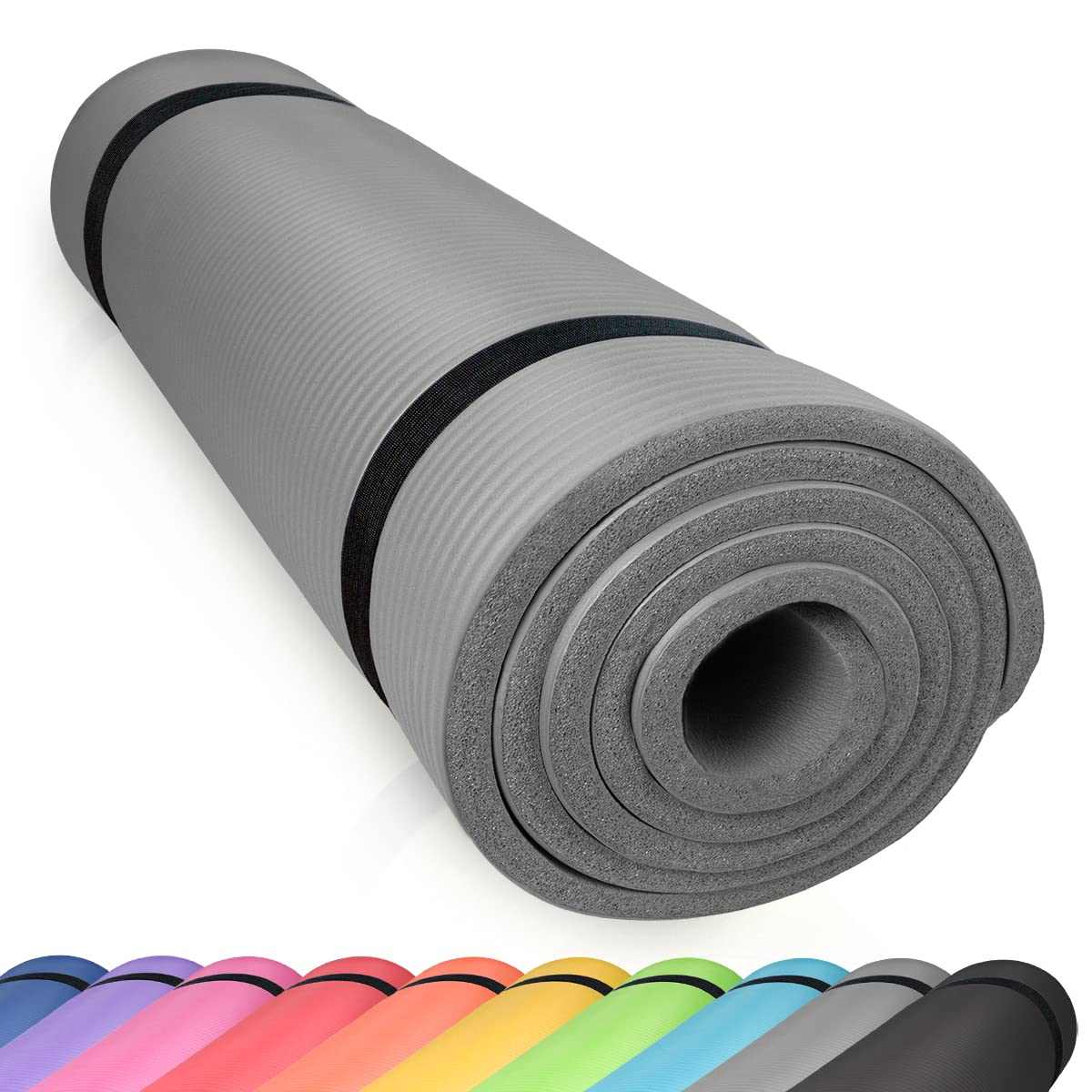 diMio Komfortables Fitnessmatte, Yogamatte mit Tragegurt, phthalatfrei und SGS-geprüft, 185 cm x 60 cm x 1 cm, 185 cm x 60 cm x 1,5 cm, 185 cm x 90 cm x 1,5 cm, 200 cm x 100 cm x 2 cm