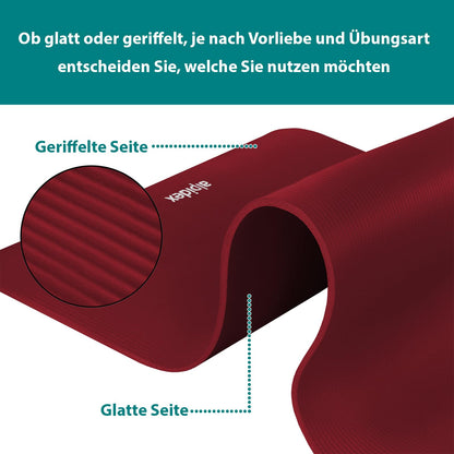 ALPIDEX Yogamatte 183 x 60 x 0,8 cm phthalatfreie Fitnessmatte mit Tragegurt, rutschfest, für Gymnastik, Pilates, Sport, Physiotherapie, HiiT, Yoga, Training und Schlafmatte, hautfreundlich
