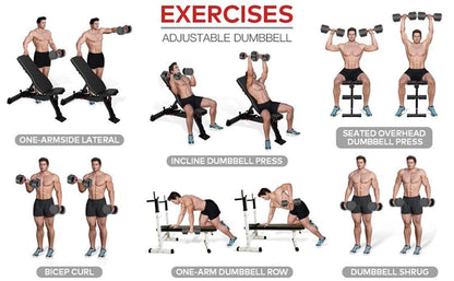 2 x 24/40 kg verstellbare Hanteln, 15-in-1 Hantelset, verstellbare platzsparende Hanteln, Kraft- und Heimtraining, variable Gewichte, platzsparend (24-40 kg)