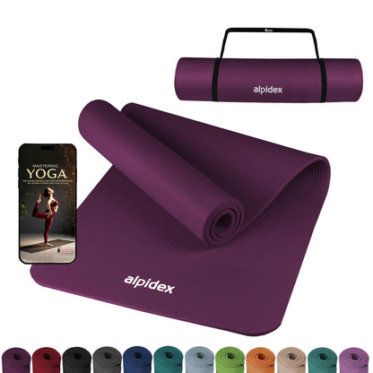 ALPIDEX Yogamatte 183 x 60 x 0,8 cm phthalatfreie Fitnessmatte mit Tragegurt, rutschfest, für Gymnastik, Pilates, Sport, Physiotherapie, HiiT, Yoga, Training und Schlafmatte, hautfreundlich