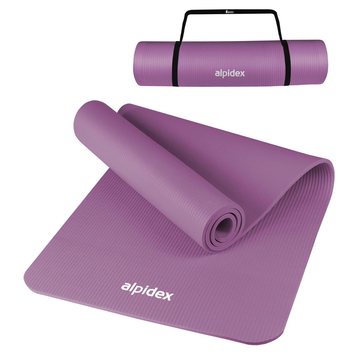 ALPIDEX Yogamatte 183 x 60 x 0,8 cm phthalatfreie Fitnessmatte mit Tragegurt, rutschfest, für Gymnastik, Pilates, Sport, Physiotherapie, HiiT, Yoga, Training und Schlafmatte, hautfreundlich