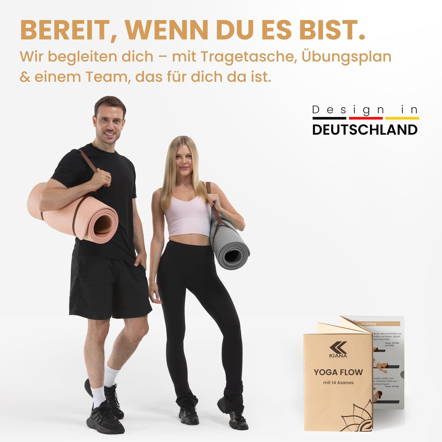 Yoga Matte aus Deutscher Entwicklung – Rutschfeste & gelenkschonende Yogamatte – 2 Komfort-Dicken (1,0 & 1,5 cm) – Weiche Sportmatte & Gymnastikmatte – Für Yoga, Pilates & Krafttraining