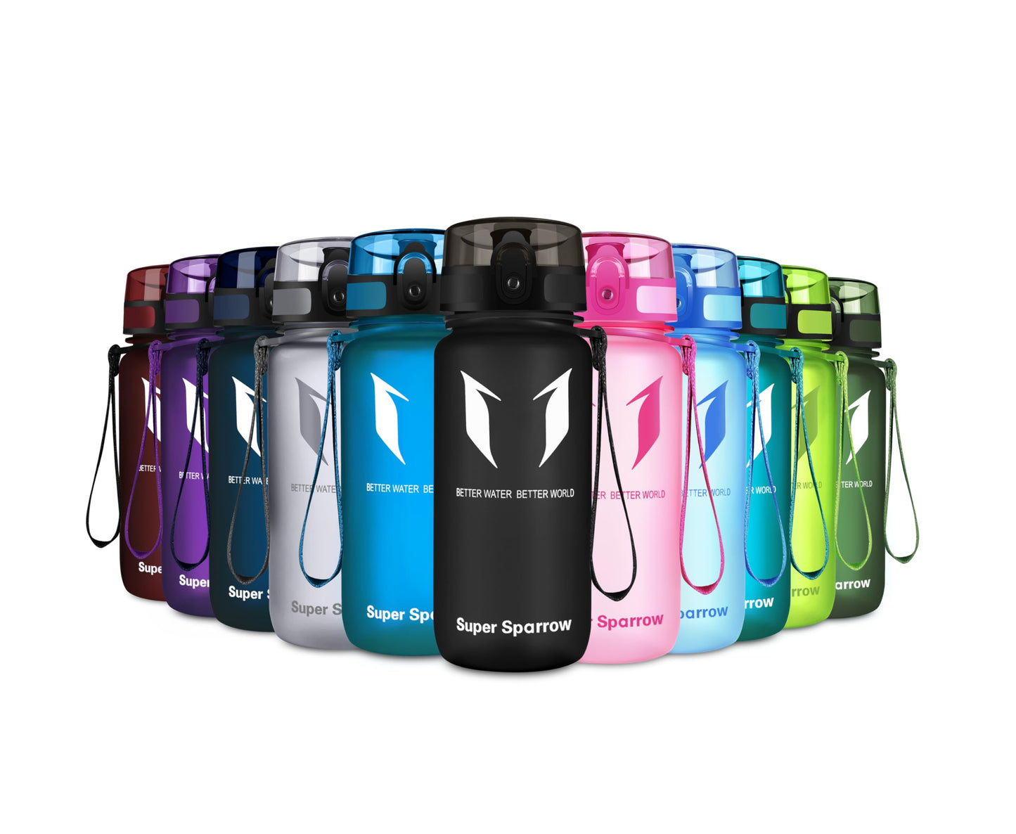 Super Sparrow Trinkflasche, Tritan Wasserflasche, 350 ml, 500 ml, 750 ml, 1000 ml, BPA-frei, Ideale Sportflasche für Sport, Radfahren, Fitness, Universität oder Outdoor, Leicht, Nachhaltig
