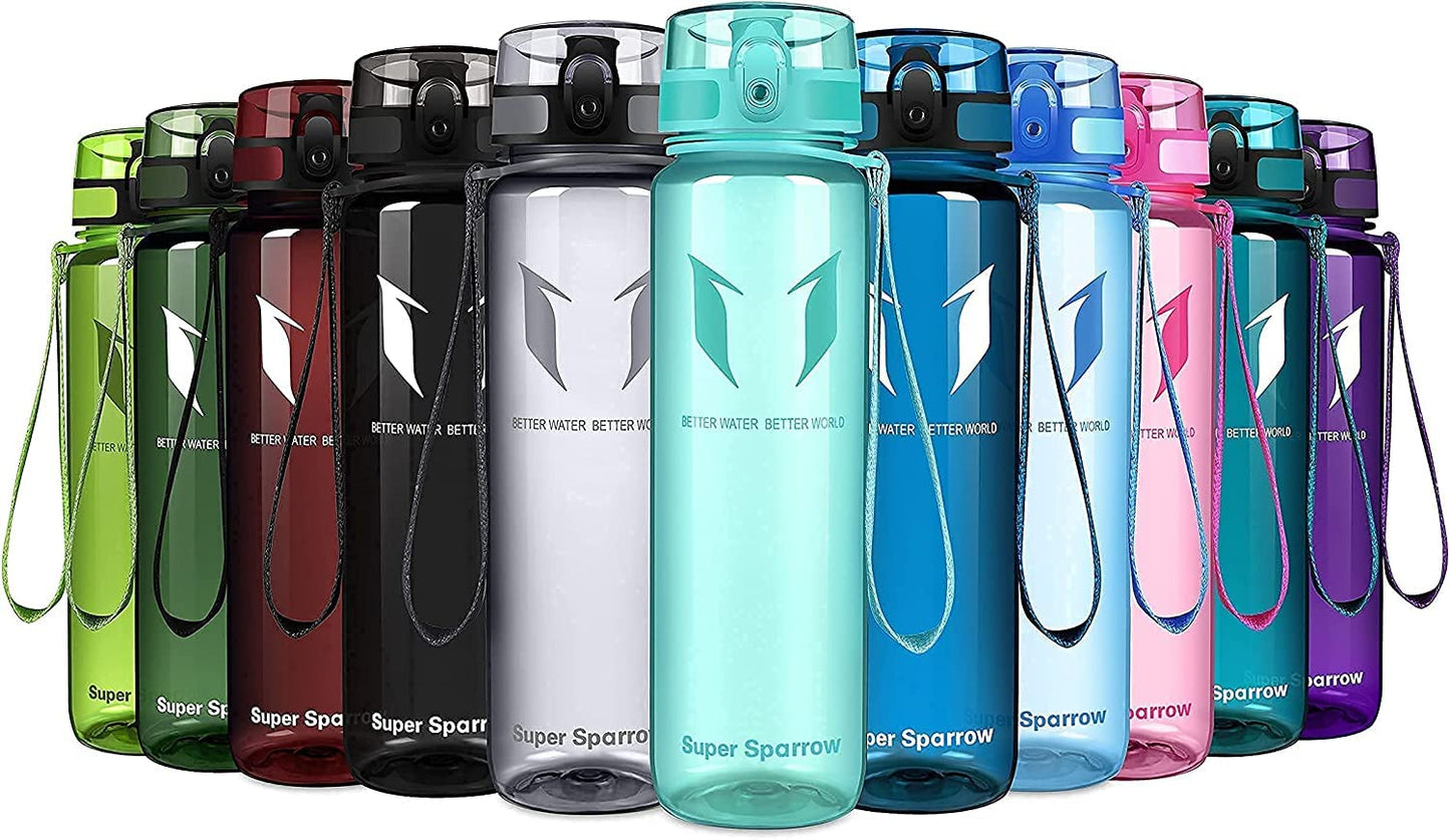 Super Sparrow Trinkflasche, Tritan Wasserflasche, 350 ml, 500 ml, 750 ml, 1000 ml, BPA-frei, Ideale Sportflasche für Sport, Radfahren, Fitness, Universität oder Outdoor, Leicht, Nachhaltig
