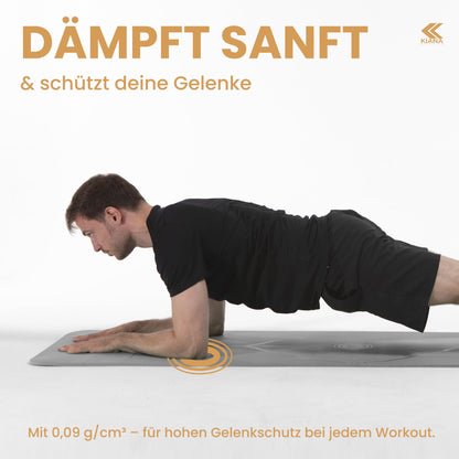 Yoga Matte aus Deutscher Entwicklung – Rutschfeste & gelenkschonende Yogamatte – 2 Komfort-Dicken (1,0 & 1,5 cm) – Weiche Sportmatte & Gymnastikmatte – Für Yoga, Pilates & Krafttraining