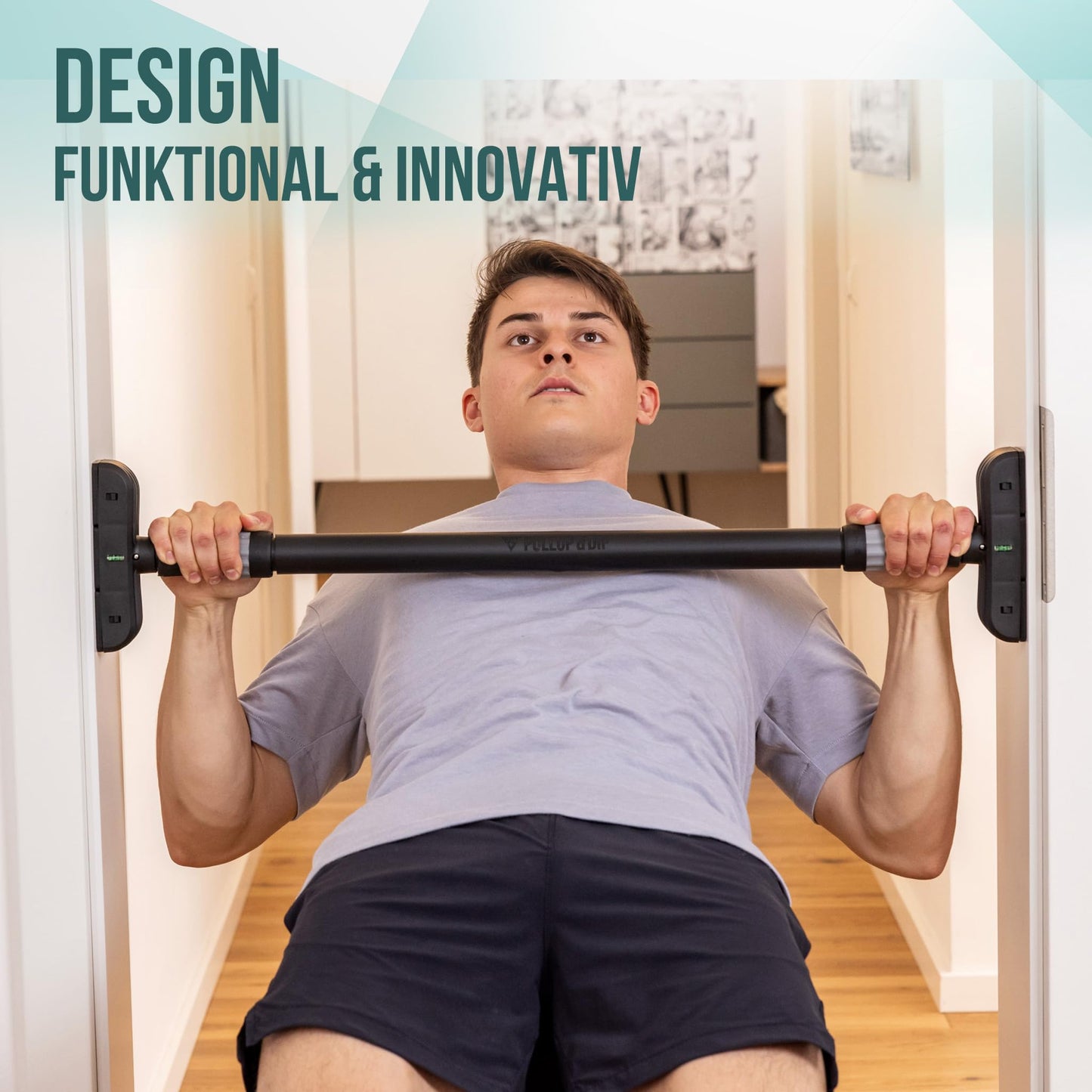 PULLUP & DIP Klimmzugstange für Türrahmen zum Einhängen ohne Schrauben und kein Abrutschen, Profi Türreck, Pull-up Bar mit gepolsterten Griffen