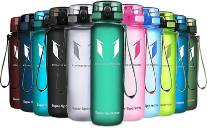 Super Sparrow Trinkflasche, Tritan Wasserflasche, 350 ml, 500 ml, 750 ml, 1000 ml, BPA-frei, Ideale Sportflasche für Sport, Radfahren, Fitness, Universität oder Outdoor, Leicht, Nachhaltig