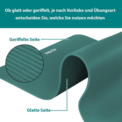 ALPIDEX Yogamatte 183 x 60 x 0,8 cm phthalatfreie Fitnessmatte mit Tragegurt, rutschfest, für Gymnastik, Pilates, Sport, Physiotherapie, HiiT, Yoga, Training und Schlafmatte, hautfreundlich
