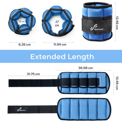 Sportneer 2er Pack Knöchelgewichte Verstellbares Knöchelgewichte-Set Handgelenkriemen 0,45 kg - 2,25 kg (pro Knöchel) / 0,9 kg - 4,5 kg (pro Paar)