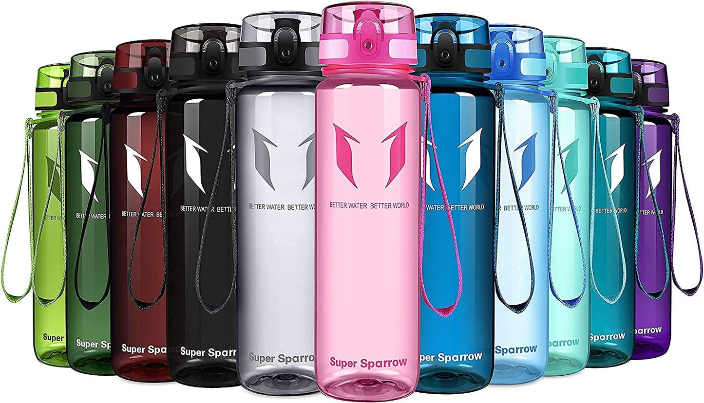Super Sparrow Trinkflasche, Tritan Wasserflasche, 350 ml, 500 ml, 750 ml, 1000 ml, BPA-frei, Ideale Sportflasche für Sport, Radfahren, Fitness, Universität oder Outdoor, Leicht, Nachhaltig