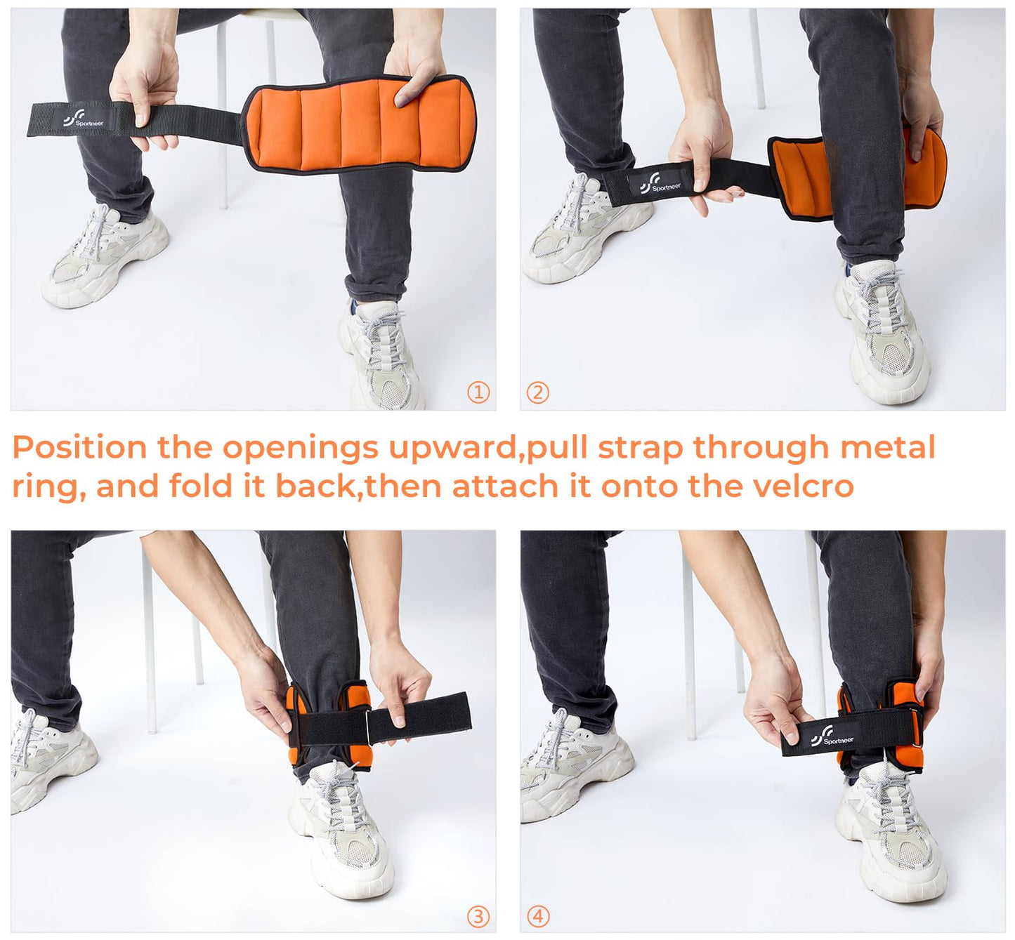 Sportneer 2er Pack Knöchelgewichte Verstellbares Knöchelgewichte-Set Handgelenkriemen 0,45 kg - 2,25 kg (pro Knöchel) / 0,9 kg - 4,5 kg (pro Paar)