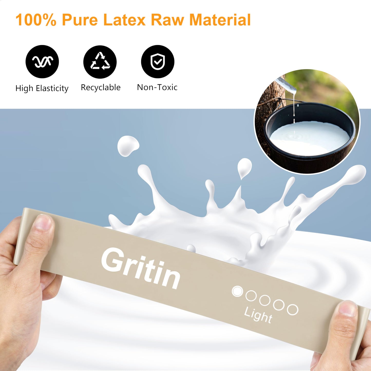 Gritin Fitness Bands [Set of 5] Resistance Bands with 5 Levels, 100% Latex Fitness Band Resistance with German Exercise Instructions and Carry Bag, Gymnastics Band for Muscle Building, Yoga