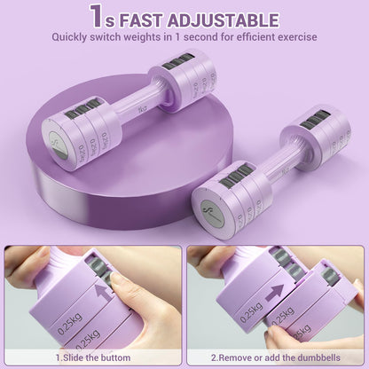 Sportneer Verstellbares Kurzhantel-Set - Kurzhanteln für Frauen, je 1-2,5 kg, 4-in-1 Kurzhantel-Set zu 2, Verstellbares Kurzhantel-Set für Heim-Fitnessstudio, Fitness, Krafttraining, Geschenk