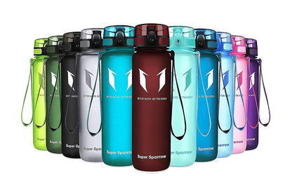 Super Sparrow Trinkflasche, Tritan Wasserflasche, 350 ml, 500 ml, 750 ml, 1000 ml, BPA-frei, Ideale Sportflasche für Sport, Radfahren, Fitness, Universität oder Outdoor, Leicht, Nachhaltig