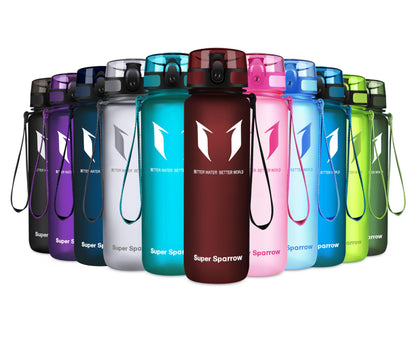 Super Sparrow Trinkflasche, Tritan Wasserflasche, 350 ml, 500 ml, 750 ml, 1000 ml, BPA-frei, Ideale Sportflasche für Sport, Radfahren, Fitness, Universität oder Outdoor, Leicht, Nachhaltig
