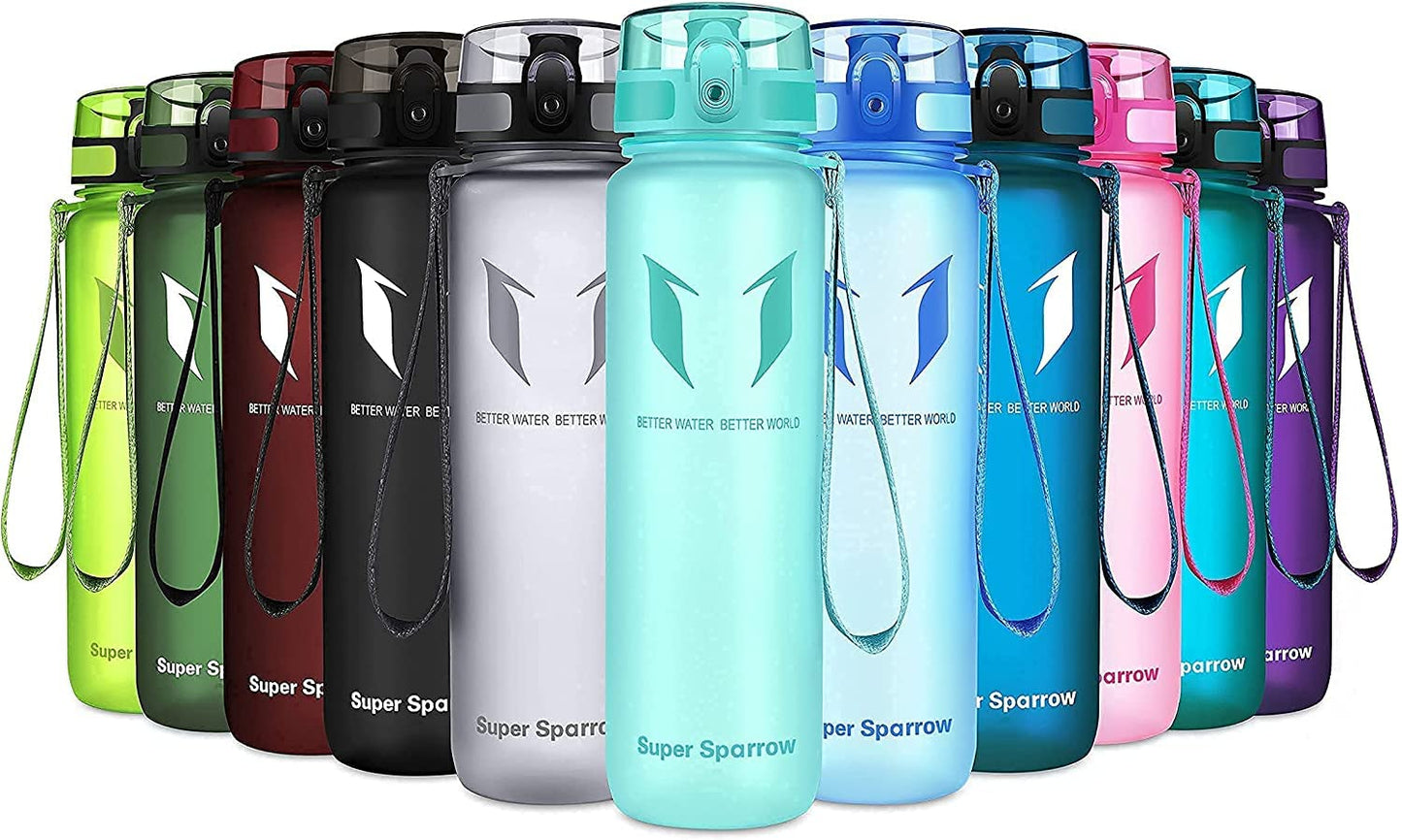 Super Sparrow Trinkflasche, Tritan Wasserflasche, 350 ml, 500 ml, 750 ml, 1000 ml, BPA-frei, Ideale Sportflasche für Sport, Radfahren, Fitness, Universität oder Outdoor, Leicht, Nachhaltig