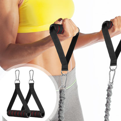 Fintronic Griffe für Fitnessbänder, Packung mit 2 einzelnen Kabelzuggriffen für Widerstandsbänder, Silikongriffe mit Karabinerhaken, Zubehör für Widerstandsbänder für Fitness, Flaschenzug, Power Tower, Trizeps-Übungen