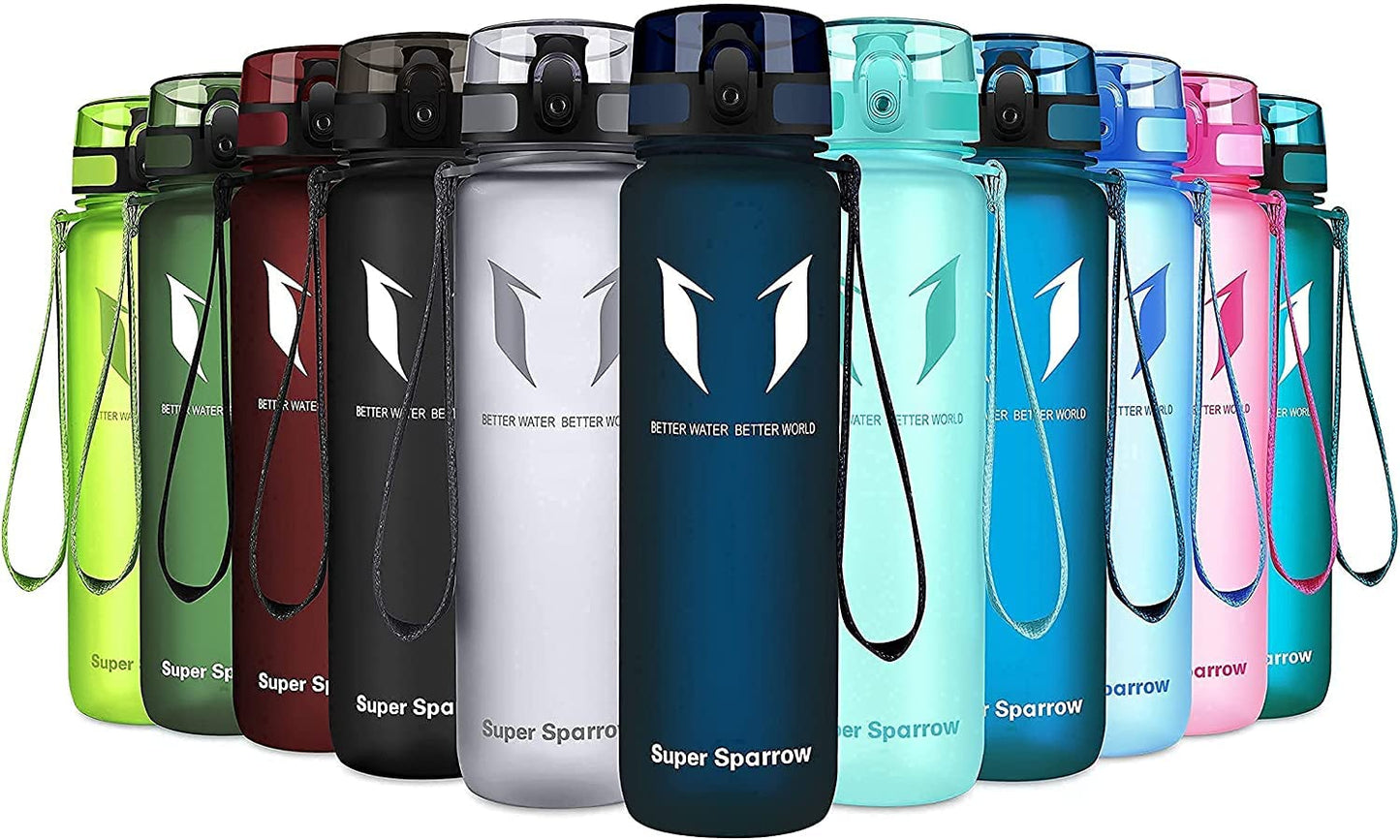 Super Sparrow Trinkflasche, Tritan Wasserflasche, 350 ml, 500 ml, 750 ml, 1000 ml, BPA-frei, Ideale Sportflasche für Sport, Radfahren, Fitness, Universität oder Outdoor, Leicht, Nachhaltig