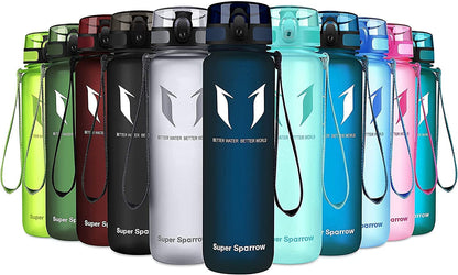 Super Sparrow Trinkflasche, Tritan Wasserflasche, 350 ml, 500 ml, 750 ml, 1000 ml, BPA-frei, Ideale Sportflasche für Sport, Radfahren, Fitness, Universität oder Outdoor, Leicht, Nachhaltig