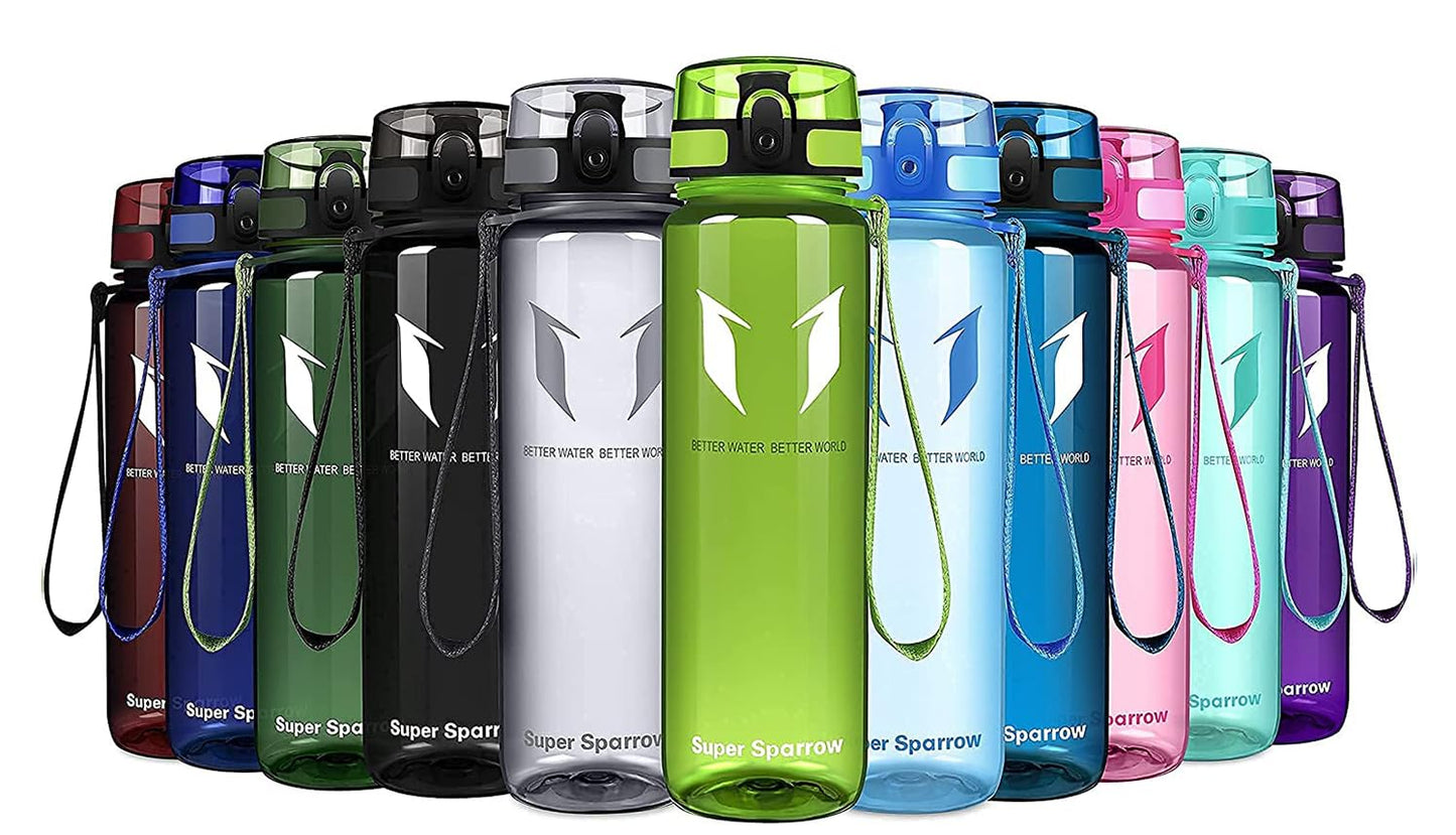 Super Sparrow Trinkflasche, Tritan Wasserflasche, 350 ml, 500 ml, 750 ml, 1000 ml, BPA-frei, Ideale Sportflasche für Sport, Radfahren, Fitness, Universität oder Outdoor, Leicht, Nachhaltig