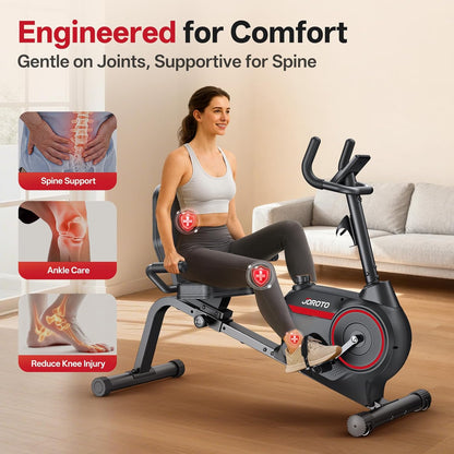 JOROTO JH30 Liegeergometer für Zuhause, Smart Bluetooth Magnetisches Liegefahrrad, Indoor Heimtrainer Ergometer bis 136KG Belastung, LCD Display, Verstellbarer Sitz für Cardio-Training