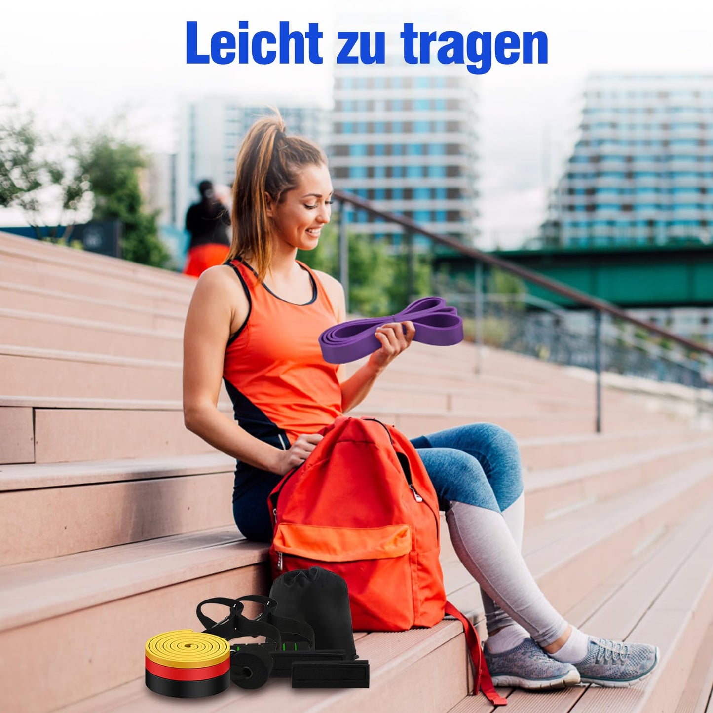 Fokky Fitnessbänder Resistance Bands Set mit 4 Stufen, Widerstandsbänder mit Türanker, Griffen, Schutzhülle, Tragetasche&Trainingsanleitung, Klimmzug Bänder für Stretching/Yoga/Klimmzüge/Krafttraining