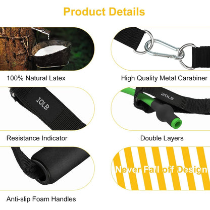 Fitnessbänder Widerstandsbänder mit 8 Stufen, 300 lbs Widerstandsbänder mit Türanker, 2 x Griffen, Trainingsanleitungen & Tragetasche & Knöchelriemen, Fitnessband zum Muskelaufbau, Yoga, Pilates, 1,2 m x 8er Set