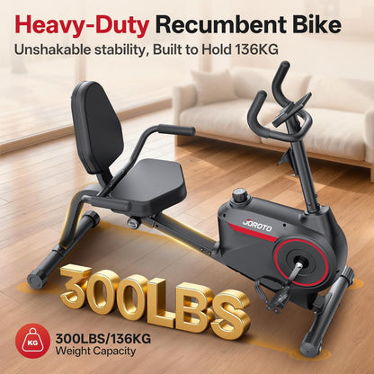 JOROTO JH30 Liegeergometer für Zuhause, Smart Bluetooth Magnetisches Liegefahrrad, Indoor Heimtrainer Ergometer bis 136KG Belastung, LCD Display, Verstellbarer Sitz für Cardio-Training