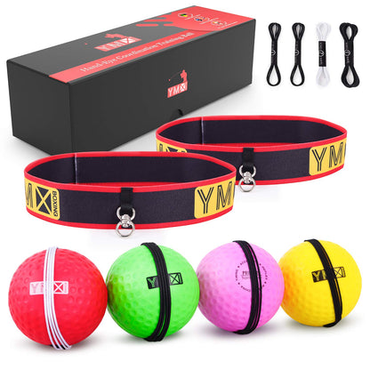 Reflexball - 4 Bälle + 2 Stirnbänder, ideal zum Training von Reflexen, Reaktionsfähigkeit und Hand-Auge-Koordination