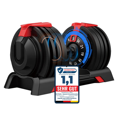 DH FitLife verstellbare Hantel 3 bis 24 kg mit 12 Gewichtsstufen, Hantelset mit Gewichtsscheiben, verstellbare Gewichte 12 in 1