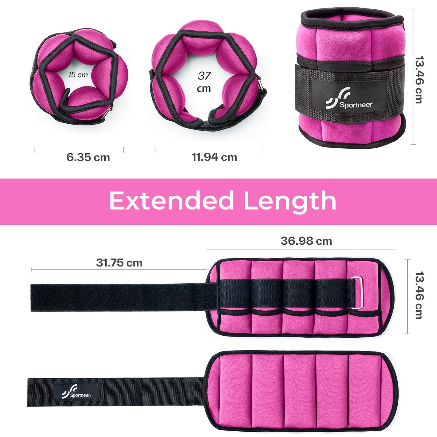 Sportneer 2er Pack Knöchelgewichte Verstellbares Knöchelgewichte-Set Handgelenkriemen 0,45 kg - 2,25 kg (pro Knöchel) / 0,9 kg - 4,5 kg (pro Paar)