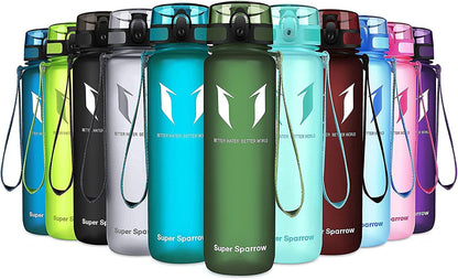 Super Sparrow Trinkflasche, Tritan Wasserflasche, 350 ml, 500 ml, 750 ml, 1000 ml, BPA-frei, Ideale Sportflasche für Sport, Radfahren, Fitness, Universität oder Outdoor, Leicht, Nachhaltig