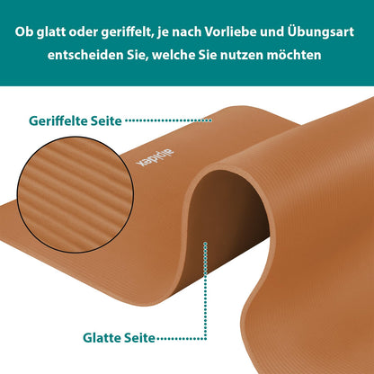 ALPIDEX Yogamatte 183 x 60 x 0,8 cm phthalatfreie Fitnessmatte mit Tragegurt, rutschfest, für Gymnastik, Pilates, Sport, Physiotherapie, HiiT, Yoga, Training und Schlafmatte, hautfreundlich