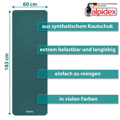 ALPIDEX Yogamatte 183 x 60 x 0,8 cm phthalatfreie Fitnessmatte mit Tragegurt, rutschfest, für Gymnastik, Pilates, Sport, Physiotherapie, HiiT, Yoga, Training und Schlafmatte, hautfreundlich