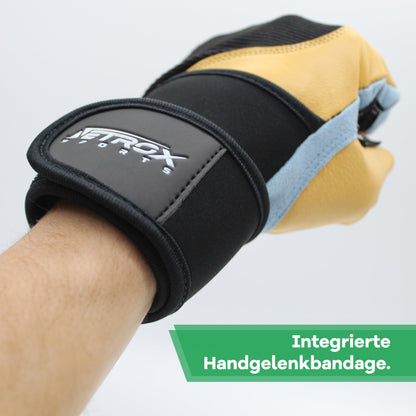 Netrox Sporttrainingshandschuhe mit Handgelenkstütze für Krafttraining, Fitnesshandschuhe für Sport, Fitnessstudio mit Handgelenkschutz, Sporthandschuhe für Männer und Frauen, Fitnesshandschuhe, Trainingshandschuhe