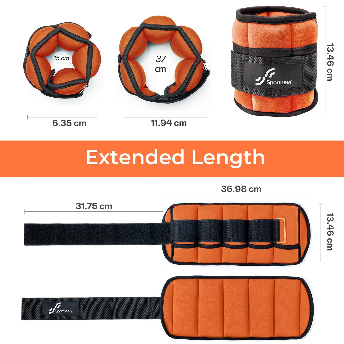 Sportneer 2er Pack Knöchelgewichte Verstellbares Knöchelgewichte-Set Handgelenkriemen 0,45 kg - 2,25 kg (pro Knöchel) / 0,9 kg - 4,5 kg (pro Paar)