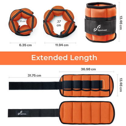Sportneer 2er Pack Knöchelgewichte Verstellbares Knöchelgewichte-Set Handgelenkriemen 0,45 kg - 2,25 kg (pro Knöchel) / 0,9 kg - 4,5 kg (pro Paar)