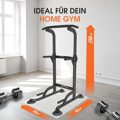 DH FitLife Power Tower Dip Station | Klimmzugstange Freistehend | Dip Barren Rückentrainer | Kraftstation Kraftturm | Fitness Station | Power Rack for Home Gym | Krafttraining für Zuhause